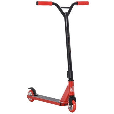 HOMCOM Trotinete de Acrobacias e Saltos Trotinete Freestyle para Adolecentes acima de 14 anos e Adultos Carga 100kg 68x46x84cm Vermelho