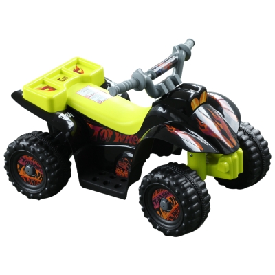 HOMCOM Quadriciclo Bateria 6V Mota Elétrica para Crianças de 18-36 Meses Velocidade 2,5km/h Carga Máx 20kg Sons Luzes e Carregador Incluido 66x43x43 Preto e Amarelo