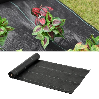 Outsunny Malha Geotêxtil 2x50 m Malha de jardim contra ervas daninhas 100 g / m² rolo de malha preto
