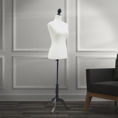 HOMCOM Manequim Feminino de Costura Manequim de Exibição com Altura Ajustável 130-168cm Branco