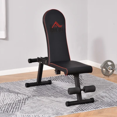 HOMCOM Banco de peso dobrável com altura ajustável e ângulo do encosto ajustável de 6 níveis para Elevação abdômen 130x37x45-108 cm preto