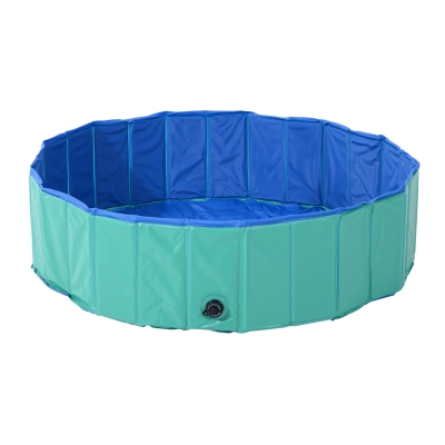 PawHut Piscina dobrável Ø160x30cm para animais de estimação PVC Antiderrapante Resistente ao desgaste turquesa