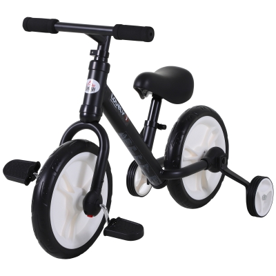 HOMCOM Bicicleta Balance com pedais e rodas removíveis Cor preta carga 25kg