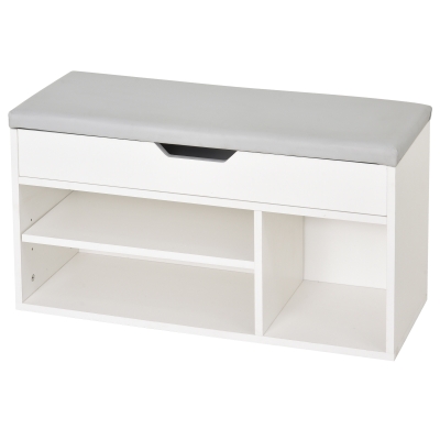 HOMCOM Sapateira com Assento Acolchoado Carga máxima de 120kg MDF 80x30x43cm Branco