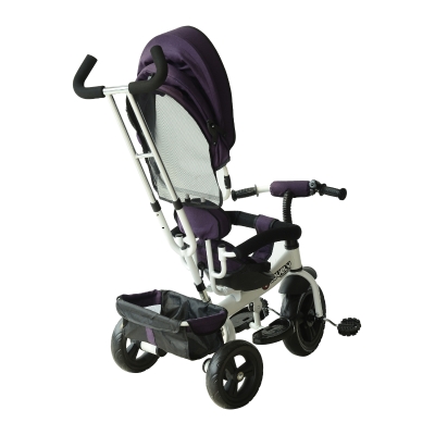HomCom Triciclo para Crianças com Capota– Cor: Roxo e Branco– Ferro, Plástico e Tela– 92 x 51 x 110 cm