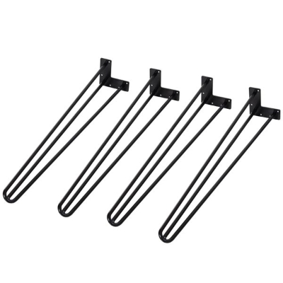 HOMCOM Pernas de mesa tipo pernas de garfo de 4 peças 3 hastes Pés de aço resistentes para móveis com protetores pretos Acessórios incluídos 12x12x71cm