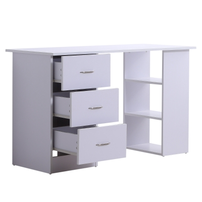 HOMCOM Mesa de Computador de Mesa para Casa Escritório 3 Gavetas 3 Prateleiras Móveis de Escritório 120x49x72 cm