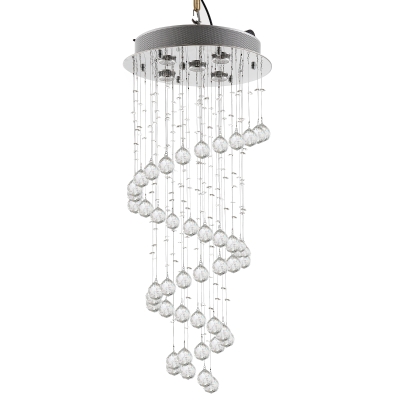 HOMCOM Lâmpada de teto de cristal lustre gota de chuva 25W GU10 Ф40x90 cm prata