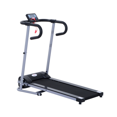 HOMCOM Passadeira Elétrica Dobrável com Velocidade 1-10km/h com Ecrã LCD e Carga Máxima 110kg para Casa Escritório 120,5x60x116cm Preto e Cinza