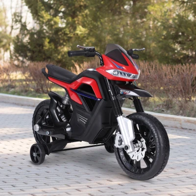 HOMCOM Mota Elétrica Infantil Motocicleta para Crianças acima de 3 anos Bateria 6V com Luzes e Música 105x52,3x62,3 cm Vermelho