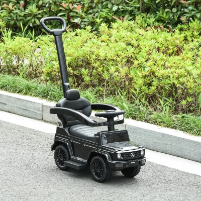 HOMCOM Carro de Passeio Carro Andador para Crianças acima de 12 Meses Mercedes G350 com Buzina Capô Removível Encosto e Suporte de Proteção 85,5x40,5x95cm Preto