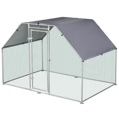 PawHut Galinheiro ao ar livre Gaiola para aves domésticas de metal galvanizado com fechadura e cobertura Oxford 280x193.5x195cm
