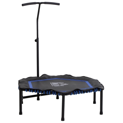 HOMCOM Trampolim Profissional Hexagonal Fitness para Power Jump 122-130-138 cm Guiador Ajustável 3 níveis Azul