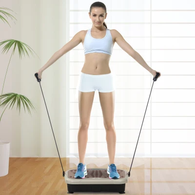 HOMCOM Plataforma de Vibração com 2 Bandas Elásticas para Treinamento de Fitness 200 W com Controle Remoto e Carga 120 kg