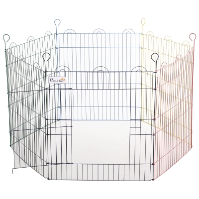 PawHut Parque de jogos para animais de estimação Dobrável Para Cães de 6 Painéis Ø120x60 cm Multicolor