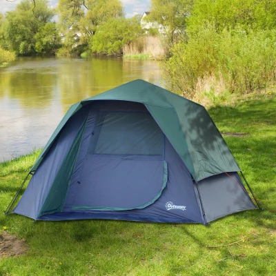 Outsunny Tenda Campismo para 2-3 Pessoas Fácil de Instalar com Gancho para Luz 250x194x160cm Verde