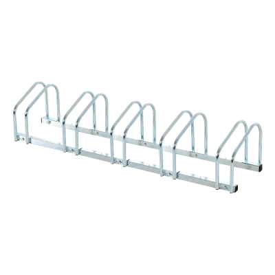 HOMCOM Estacionamento para 5 Bicicletas Suporte de Aço para Estacionar Bicicletas no Chão para Interior e Exterior 130x33x27cm Prata
