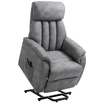 HOMCOM Poltrona Relax Função de Elevação e Reclinação Extra Acolchoado com Controle Remoto apoio para os pés 77x93x110cm Cinza