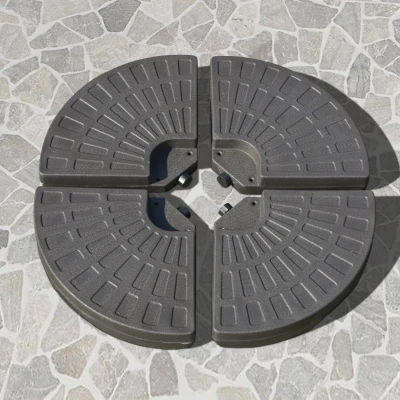 Outsunny Base para Chapéu de Sol em 4 Partes Recarregável com Areia ou Água Desmontável para Jardim Pátio Ar Livre 100x100x10,5cm Marrom