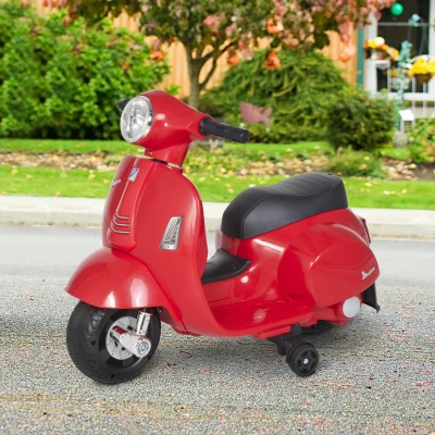 HOMCOM Mota elétrica para crianças com licença acima de 18 meses com faróis  buzina e 4 rodas licenciadas 66,5x38x52 cm Vermelho