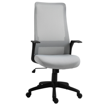 Vinsetto Cadeira de Escritório Ergonômica Giratória com Altura Ajustável Apoio para os Braços e Suporte Lombar Alto Transpirável 62x62x113-122cm Cinza