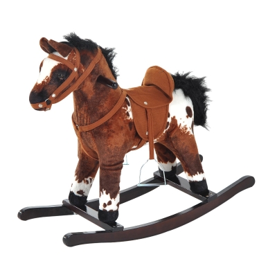 HOMCOM Cavalo de balanço de pelúcia para crianças acima de 36 meses 71x28x60cm