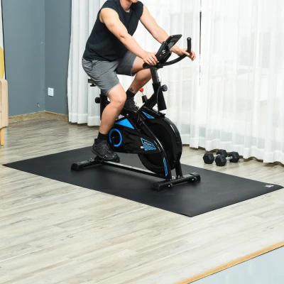 HOMCOM Tapete Protetor de Chão para Equipamentos Fitness 6Mm Tapete Antiderrapante Passadeiras e Bicicletas Estáticas 180x90 cm Preto