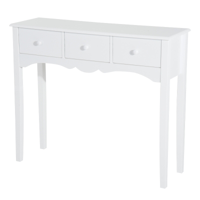 HomCom Mesa consola tipo aparador com 3 Gavetas em Cor Branco e Material Madeira 100x32x85cm