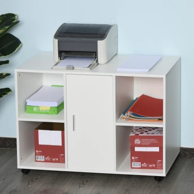 Vinsetto Armário para Escritório de Impressora com Espaço de Armazenamento e Rodas 100x 40 x 71 cm Branco
