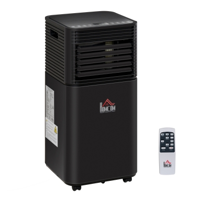 HOMCOM Ar condicionador portátil 4 em 1 desumidificador móvel refrigerador com 2 velocidades de controle remoto tela LED temporizador Preto