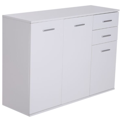 HOMCOM Armário Aparador amplo espaço de Armazenamento para sala de jantar com portas e gavetas 106x35x76cm Branco