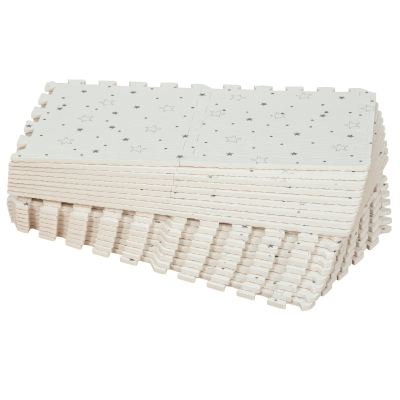 HOMCOM Tapete Puzzle para Bebés 36 Peças 31,5x31,5cm Quebra Cabeça Infantil Modelo Estrelas de Espuma EVA Área de Cobertura 3,24m² Branco