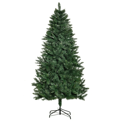 HOMCOM Árvore de Natal Artificial 180cm Ignífuga com 724 Ramas com 2 Tipos de Pontas de PVC e Base de Aço Decoração de Natal para Interiores Verde