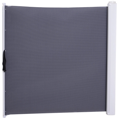 PawHut Barreira de Segurança para Cães Extensível Grade Retrátil para Animais de Estimação com Extensão Aço e Tecido de Textilene para Escadas e Portas 5,5-115x5,5x82,5cm Cinza Escuro