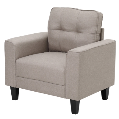 HOMCOM Poltrona de Sala de Estar com Assento Acolchoado e Pés de Madeira de Borracha Poltrona Moderna para Dormitório Escritório 90x72x91cm Bege