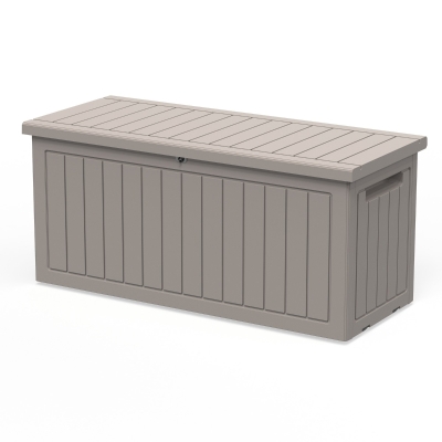 Outsunny Caixa de armazenamento ao ar livre de 290L com alças e rodas embutidas baú para terraço e jardim 50 kg 124x52,5x56,5 cm Cinza Claro