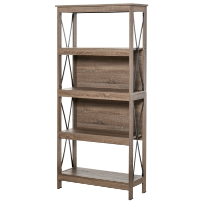 HOMCOM Estante de 4 níveis com laterais reforçadas de metal 78x32,5x167 cm Marrom rústico