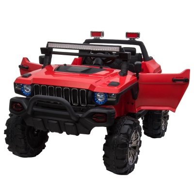HOMCOM Carro Elétrico Infantil com Música Luzes Bateria 12V Controlo Remoto Carga Máxima 50kg para Crianças acima de 3 Anos 135x86x85cm Vermelho