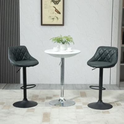 HOMCOM Conjunto de 2 Bancos de Bar Giratórios com Altura Ajustável Bancos Altos Moderno de Cozinha com Base Redonda e Apoio para os Pés 51,5x48x83-104cm Preto