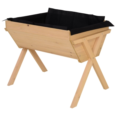 Outsunny Horta Vertical de Madeira 100x70x80cm Mesa de Cultivo para Plantas Flores Hortaliças com Pés Elevados 4 Orifícios de Drenagem e Tecido Geotextil