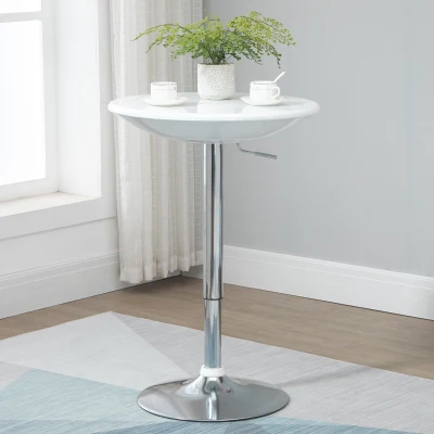 HOMCOM Mesa de Bar com Altura Regulável Giratória 360° com Base Redonda Mesa Alta de Aço Moderna para Cozinha Sala de Jantar Cafeteria 61x61x76-97cm Branco