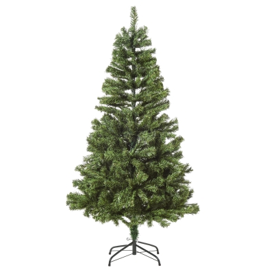HOMCOM Árvore de Natal artificial com 490 ramos 170 luzes LED Estrutura articulada com base dobrável de metal para interior Φ75x150 cm Verde