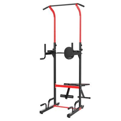 HOMCOM Estação de musculação multifuncional dobrável banco acolchoado Altura ajustável em 6 níveis 94x174x180-230 cm Preto e vermelho