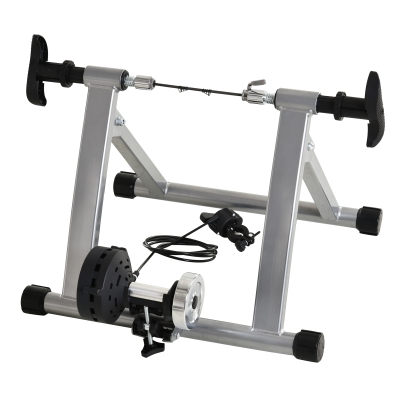 Homcom Rolo Bicicleta para treinamento de ciclismo Ajustável Treinador de Ciclismo Cor Prateada Estrutura de Aço - 54,5x42,2x39,1 cm