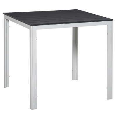 Outsunny Mesa de jardim quadrada com estrutura de metal Mesa de jantar ao ar livre Mesa lateral máx. 50 kg 78x78x74 cm Branco Cinza Escuro