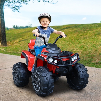 HOMCOM Quadriciclo Elétrico Infantil para Crianças de 3-6 Anos com Bateria 12V MP3 Rádio Luzes Carga Máxima 30kg 103.5x69,5x70cm Vermelho