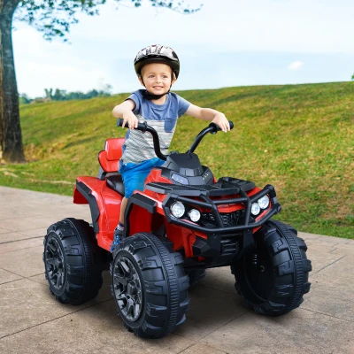 HOMCOM Quadriciclo Elétrico Infantil para Crianças de 3-6 Anos com Bateria 12V MP3 Rádio Luzes Carga Máxima 30kg 103.5x69,5x70cm Vermelho
