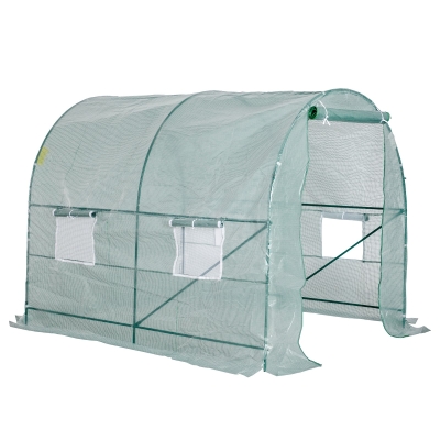 Outsunny Estufa transparente de Aço Polietileno PE para jardim 250x200x200 cm verde