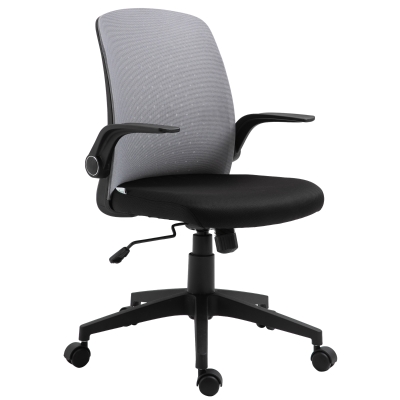 Vinsetto Cadeira de Escritório Ergonômica Giratória Ajustável com Apoio para os Braços Dobrável Suporte Lombar e Encosto Transpirável 57x61x93-102cm Cinza