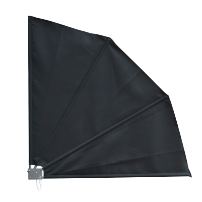 Outsunny Toldo lateral dobrável para varanda 120x120 cm em formato de leque de alumínio com suporte de parede para terraço e pátio cinza escuro